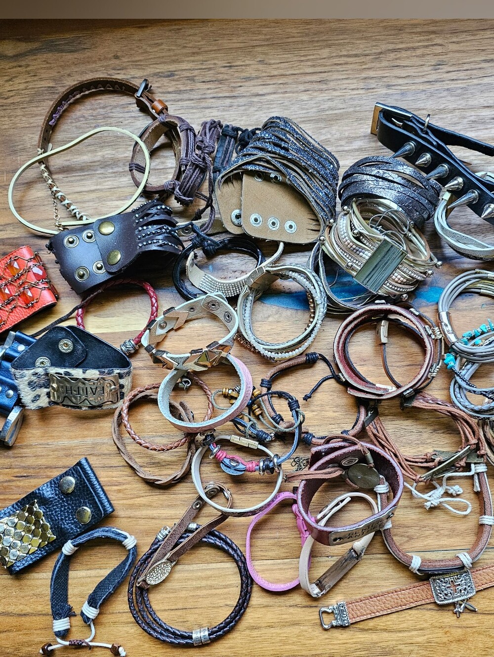 Craft Jewelry Bracelet Lot Leather Faux Leather and Corded Styles
